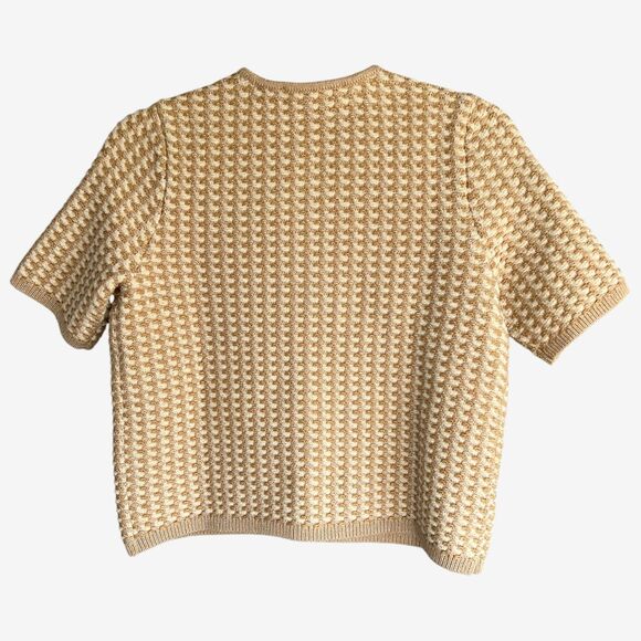 Ann Taylor short sleeve XXSP cardigan jacket Tweed gold shimmer - Picture 3 of 7